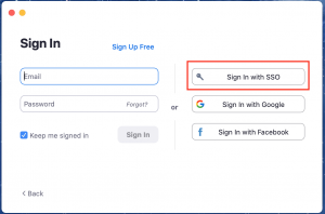 select sign in with sso